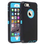 Case for iPhone 6/6s, [Heavy Duty] 3 in 1 Built-in Screen Protector Cover Dust-Proof Shockproof Drop-Proof Scratch-Resistant Shell Case for iPhone 6/6s, 4.7 inch, Black/Blue