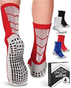 TruTread Non Slip Soccer Socks Mens | 4 Pairs | Non Skid Grip | Football Basketball Sport