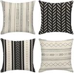 Sanwarm Throw Pillow Covers Home Decor Set of 4 Stripe Boho African Vintage Retro Geometric Pillow Cases Decorative 18 x 18 Inches Outdoor Cushion Couch Sofa Pillowcases