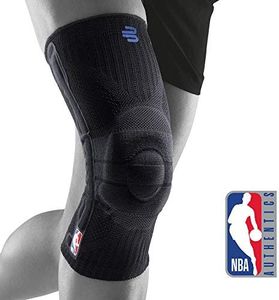 Bauerfeind Sports Knee Support NBA - Officially Licensed Basketball Brace with Medical Compression - Sleeve Design with Omega Gel Pad for Pain Relief & Stabilization (Black, XL)