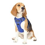 Funfox Dog Harness Medium, No Pull Harness with Front Clip & Vertical Handle, Adjustable Anti Pull Padded Pet Vest, Reflective Night Walking Size for Small Medium Large Breed, Blue M