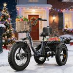 QRONGE Electric Tricycle for Adults 960W Peak, 36V 13.5AH Battery Ebike 50 Miles Range with Large Rear Basket, Electric Trike 20" Fat Tire, Max 25MPH 3 Wheel Folding Electric Trike for Adults(Lava)