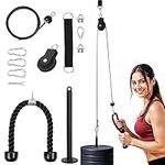 Belle Vous Fitness Cable Pulley System Set - Home Gym Cable Exercise Equipment with LAT Pull-Down Attachment - Weight Lifting Cable Machine with Loading Pin for Triceps, Bicep Curls and Arm Workouts