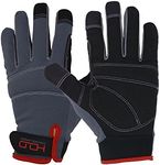 HANDLANDY Mens Work Gloves Touch screen, Synthetic Leather Utility Gloves, Flexible Breathable Fit- Padded Knuckles & Palm