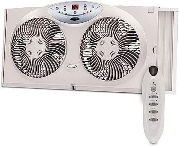 Bionaire 8.5" Twin Window Fan with Reversible Airflow, 3 Speeds, Remote Control