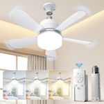 Socket Fan Light, Ceiling Fan with Lights and Remote, Dimmable LED Ceiling Fan with Lights, 3 Colors 3000K-6000K, 1000 Lumens Light Bulb Screw in Ceiling Fan for Bedroom, Kitchen, Living Room, Closet