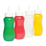 Gluman Squeezy Sauce Bottle for Clean & Mess-free Dispensing | 100% Food Grade | Dishwasher Safe | Freezer Safe | Ergonomically Designed | Reusable (Multicolor (Set of 4), Plastic)