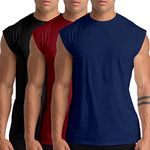 Holure 3 Pack Men's Gym Tank Tops Workout Sleeveless T-Shirts Athletic Muscle Tank Training Bodybuilding Shirts Black/Navy/Red M