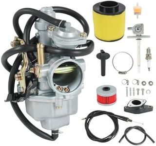 RUIANOMG Carburetor Replacement For Honda TRX250 Recon 1997-2001 TRX250TE TRX250TM 2002-2007, Include Oil Filter, Air Filter, Fuel Valve Petcock, Throttle Cable