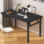 HDHNBA Modern Simple Style PC Table Folding Desk No Assembly Required, Writing Computer Desk Space Saving Foldable Table Simple Home Office Desk (Black)