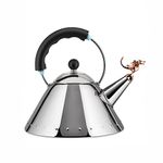 Alessi |9093REX B Tea Rex Design Kettle with Handle and Dragon-Shaped Whistle, Stainless Steel, Black