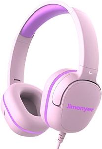 Jimonyer Kids Headphones, V3 Wired Foldable Stereo Tangle-Free 3.5mm Jack Cord On-Ear Headset for Children, Teens, Boys, Girls, Smartphones, School, Kindle, Airplane Travel, Plane,Tablet (Pink)
