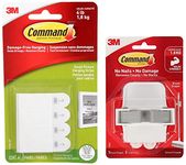 Command Small Picture Hanging Strip (White, 4 Pairs) 17007-ES Plastic Broom Gripper (White,1 Hook and 2 Strips)