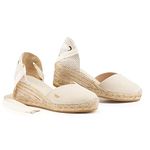 VISCATA Gava Espadrilles Wedge Sandals Closed Toe Ankle Strap Lace Up - Beige 37 EU