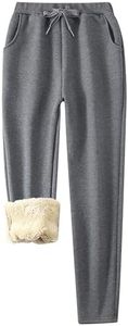 Flygo Womens Sherpa Lined Athletic Sweatpants Winter Active Joggers Fleece Pants(02 Grey-XXL)