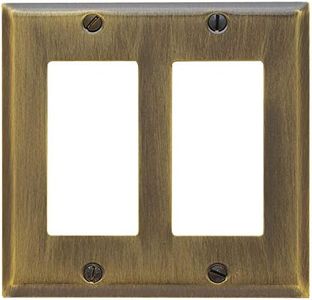 Baldwin Estate 4741.050.CD Square Beveled Edge Double GFCI Wall Plate in Satin Brass, 4.5" x 4.5"