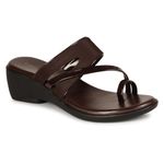 LUVFEET Women Faux Leather Fashion Sandals Wedge Heel Slip -on Sandal