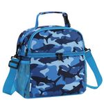 VASCHY Lunch Bag for Kids, Insulated Lunch Box Double Compartments Cooler Lunch Tote for Toddlers Boys Girls School/Daycare/Picnic Ocean Sharks