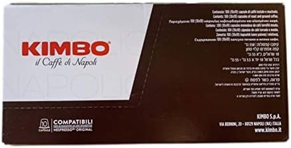 100 Kimbo Espresso coffee Capsules, comaptible with Nespresso Original machines 100% Arabica Coffee (Napoli, 100 regular pods)