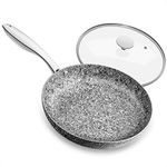 MICHELANGELO 20CM Frying Pan with Lid, Non Stick Granite Stone Frying Pan, Stone-Derived Coating Omelette Pan, Nonstick Frying Pans with Lid, Stone Skillets with Lid-Oven Safe