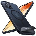 TORRAS [Invisible Titanium Stand for iPhone 15 Case [12FT Military Shockproof ] [TOP N56 Magnets] [20W Fast Charging] Truly Completely Flat & Slim Case iPhone 15 Cover - Pstand Black