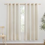 NICETOWN Linen Curtains 72 Inches Long 2 Panels Flax Texture for Living Room Bedroom, Grommet Linen Blend Semi Sheer Curtains Privacy Window Treatment Light Filtering for Kitchen, Natural, 55 W x 72 L