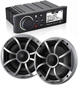 Fusion MS-RA70NSX Marine AM/FM/BT/NEMA2000 Stereo with 1 Pair Wet Sounds Recon 6-S High Output 6.5" Marine Coaxial Speakers, Silver Grill