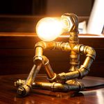 LCYY.TG Steampunk Table Lamp, Vintage Industrial Metal Robot Table lamp, Water Pipe Table Lamp, Steam Punk Pipe Lamp Style Desktop Light for Bar Cafe Desktop Room Decoration (Not Included Bulb)