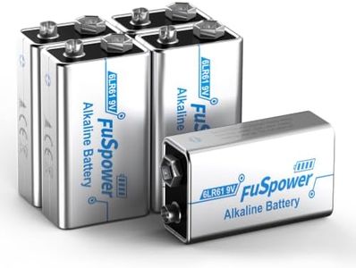 Fuspower 9V Batteries for Smoke Detector: Alkaline Fire Alarm Battery 5 Pack - Long Lasting Power for Guitar Pedals Microphone Multimeter - 10 Years Shelf Life for Emergency Preparedness