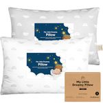 2-Pack Toddler Pillow - Soft Organic Cotton Toddler Pillows for Sleeping - Small Pillow for Kids - Kids Pillows for Sleeping - Kids Pillow for Travel, School, Nap, Age 2 to 5 (Gray Rainbow)