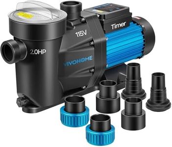 VIVOHOME Self Primming in/Above Ground Swimming Pool Pump w 1.25'' & 1.5" & 2.0'' Unions Energy Saving w/Strainer Baske, 7140 GPH
