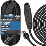 100-Feet 3 Outlet Extension Cord, Kasonic UL Listed, 16/3 SJTW 3-Wire Grounded, 10 Amp 125 V 1625 Watts, Multi-Outlet Indoor/Outdoor Use, Black