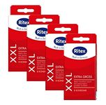 Ritex XXL Extra Gross (Extra Large), 4 x 8 (32) highly elastic condoms for large sizes + 3X ID Glide Lube 3ml Lubricant