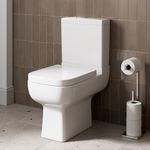 Affine® Amelie Modern Bathroom Cloakroom Close Coupled Toilet Space Saving Short Projection Small WC Toilets, Soft Close Seat, Curved Pan, Dual Flush Cistern System, White Gloss Ceramic