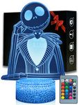 Magiclux Halloween Town Pumpkin King Jack 3D Illusion Night Light, 16 Colors Changeable Room Decor Desk Lamp with Remote, Creative Lighting Gifts for Kids Birthday Christmas