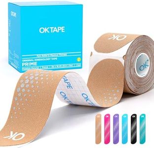 OK TAPE Synthetic Kinesiology Tape Precut Strips, Waterproof Kinesiology Athletic Tape for Joint & Muscle Support, Reflective and Durable K Tape, 2in×16.4ft Roll 20PCS | Beige