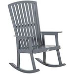 Outsunny Patio Wooden Rocking Chair, Outdoor Porch Rocker Chair with High Back, Smooth Armrests, for Outdoor & Indoor Use, Grey