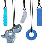 Chew Necklaces for Sensory Boys, Chewy Necklace Sensory Kids with ADHD, SPD, Teething, Biting Needs, Silicone Chew Toys for Autism Kids Reduce Fidget, Toddler Adult Chew Necklace 5 Pack