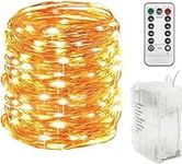 Twinkle Star Battery Fairy Lights, 100ft/30m 300 LED Dimmable Copper Wire Christmas Lights with Remote/Timer/8 Modes, Indoor Outdoor Waterproof String Lights for Bedroom Xmas Tree Decorations Lights