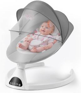 Baby Swing for Newborns - Electric Motorized Infant Swing,3 Seat Positions, 5 Speeds, Bluetooth Music, 10 Preset Melodies, Remote,Portable Baby Swing for Indoor,White