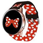 Watch Bands Compatible with Samsung Galaxy Watch 4 3 Classic Band 40mm 44mm 42mm 46mm Galaxy Active 2, Cartoon Mouse Bow-knot Print Soft Silicone Wristband Replacement Samsung Galaxy Strap for Women Men