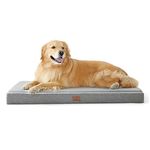 Bedsure Orthopedic Dog Bed Extra Large - XL Memory Foam Waterproof Dog Bed Joint Relief with Removable Washable Cover, Plush Flannel Fleece Top with Nonskid Bottom, Light Grey, 41x29x3.5 Inches