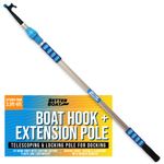 Boat Hook with Telescoping Pole and Standard Screw End 3/4" Thread with Extension Pole | Handy Hook Boating Accessories with Rubber Bumper Push Stick Motorboat Sailboat Pontoon (Pole Included)