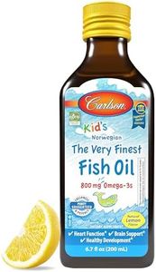 Carlson - Kid's The Very Finest Fish Oil Liquid, 800 mg Omega-3s, Norwegian, Wild-Caught Fish Oil, Omega 3 Liquid for Kids, Sustainably Sourced, Lemon, 200 ml