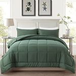 DOWNCOOL Queen Comforter Set -All Season Bedding Comforters Sets with 2 Pillow Cases-3 Pieces Bedding Sets Queen -Down Alternative Sage Green Queen Size Comforter Sets(88"x90")