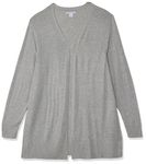 Amazon Essentials Women's Lightweight Open-Front Cardigan Sweater, Light Grey Heather, Large