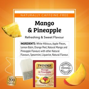Twinings Mango Pineapple Herbal Tea – Caffeine Free, 20 Tea Bags