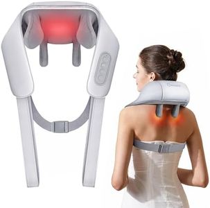 KNQZE Neck Massager with Heat, Cordless Deep Tissue 4D Expert Kneading Massage, Shiatsu Neck and Shoulder Massage Pillow for Neck, Traps, Back and Leg Pain Relief, Gifts