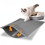 Pieviev Cat Litter Mat Litter Tray Mat of Large Size Double Layer Honeycomb Large Holes Design EVA Material Non-BPA, Soft on Paws and Washable (76X61cm Gray)