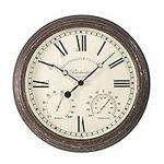 Bickerton Outdoor and Indoor Wall Clock with Thermometer and Hygrometer, Large 15 Inch Face